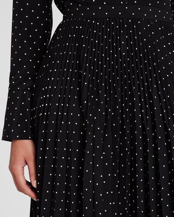 Club Monaco Polka Dot Pleated Midi Skirt Black Base