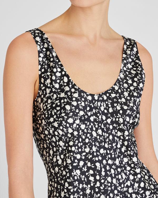 Club Monaco Printed Scoop Neck Midi Slip Dress Black