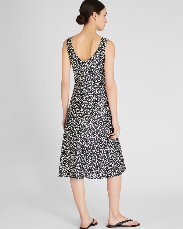 Club Monaco Printed Scoop Neck Midi Slip Dress Black