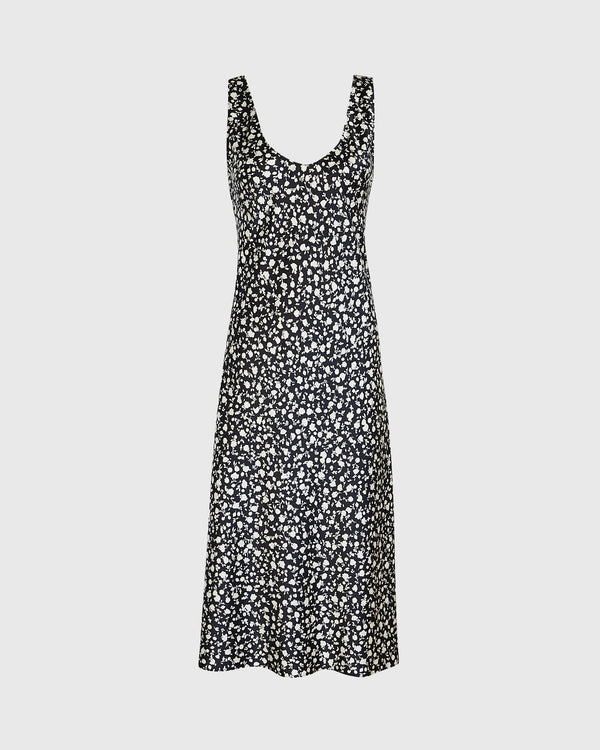 Club Monaco Printed Scoop Neck Midi Slip Dress Black