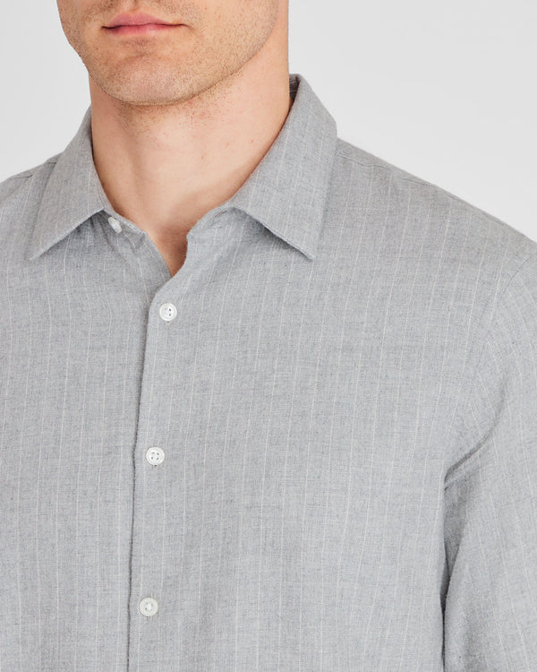 Club Monaco Refined Pinstripe Twill Shirt Heather Grey