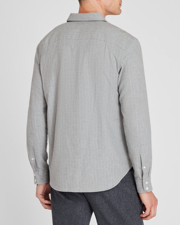 Club Monaco Refined Pinstripe Twill Shirt Heather Grey
