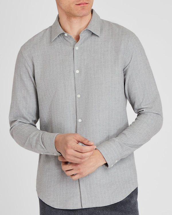club monaco Refined Pinstripe Twill Shirt Heather Grey
