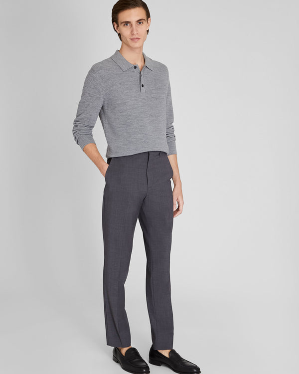 Club Monaco Refined Textured Wool Polo Medium Heather Grey