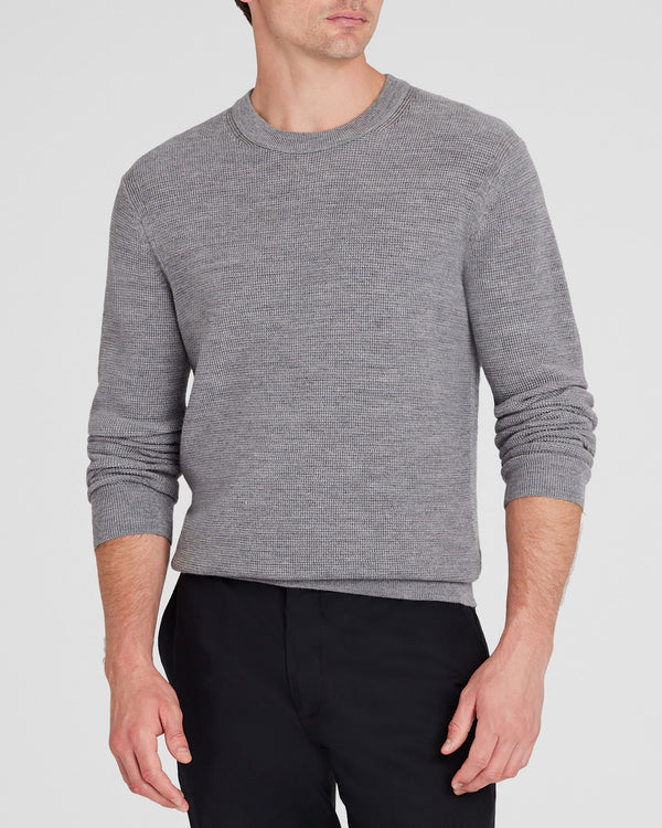 club monaco Refined Textured Wool Sweater Medium Heather Grey