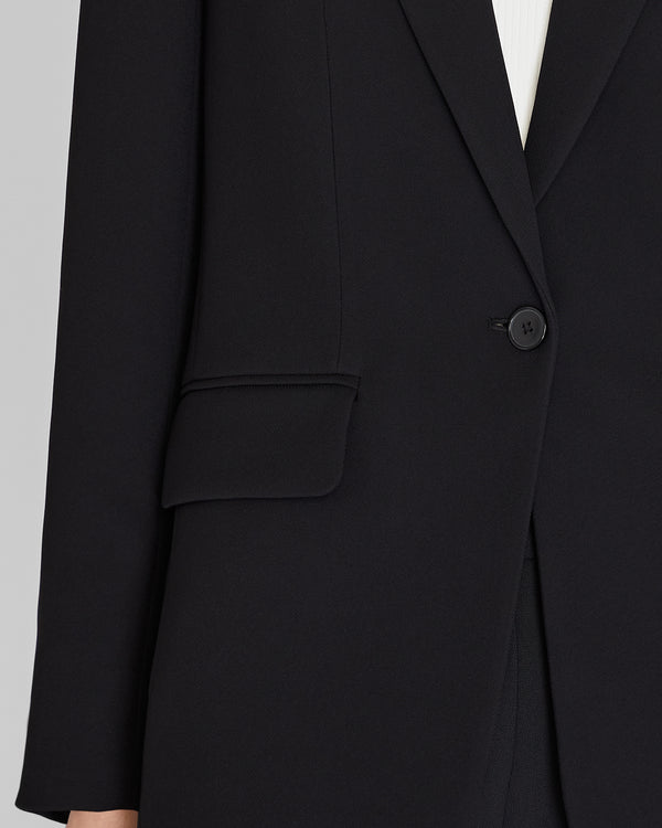 club Monaco Relaxed Single-Breasted Crepe Blazer Black