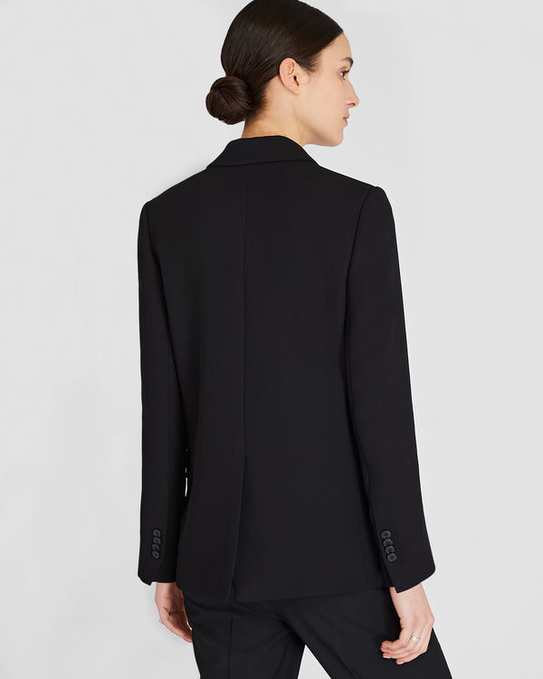club Monaco Relaxed Single-Breasted Crepe Blazer Black