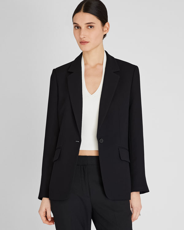 club Monaco Relaxed Single-Breasted Crepe Blazer Black