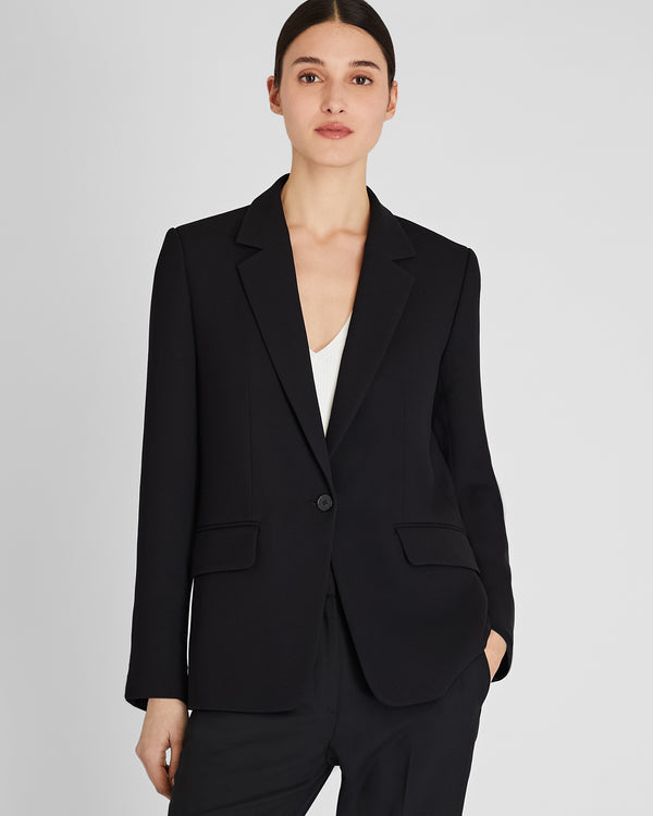 club monaco Relaxed Single-Breasted Crepe Blazer Black