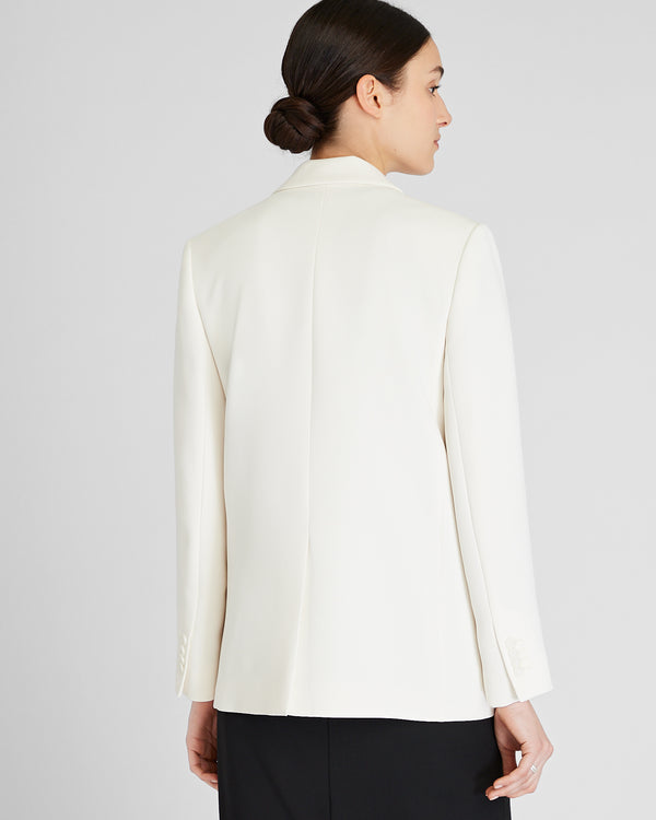 Club Monaco Relaxed Single-Breasted Crepe Blazer Off White