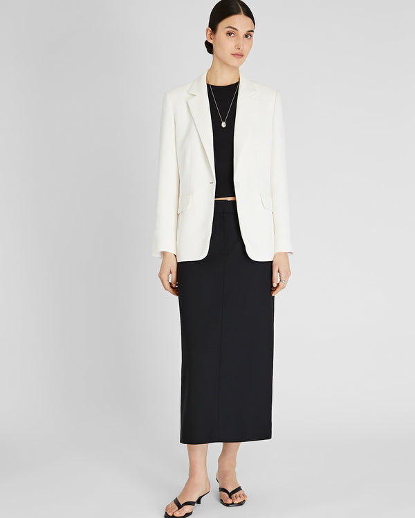 Club Monaco Relaxed Single-Breasted Crepe Blazer Off White