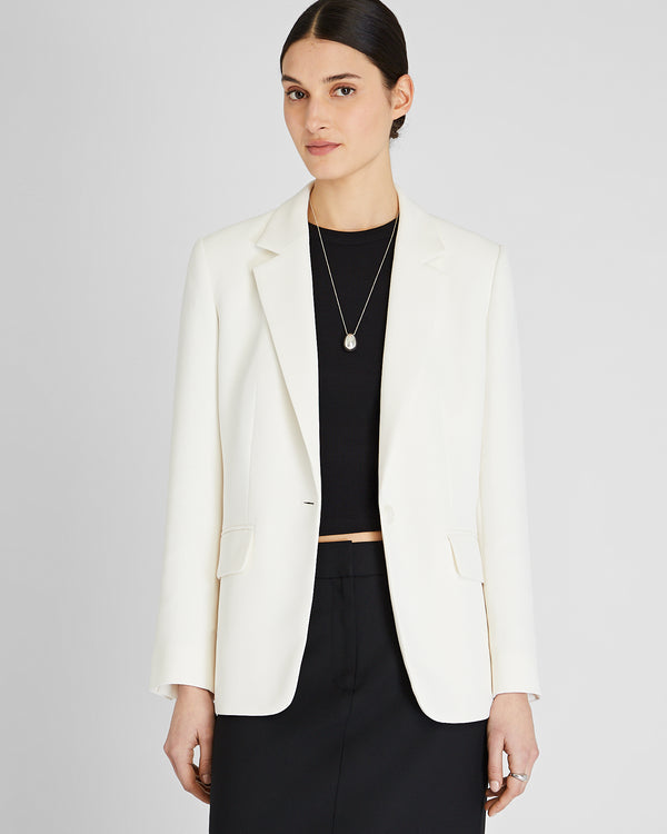 club monaco Relaxed Single-Breasted Crepe Blazer Off White