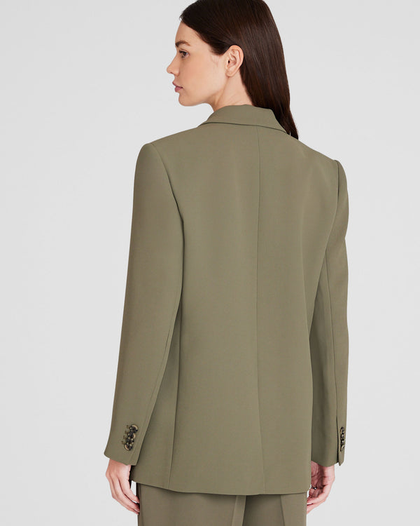 Club Monaco Relaxed Single-Breasted Crepe Blazer Olive Pit