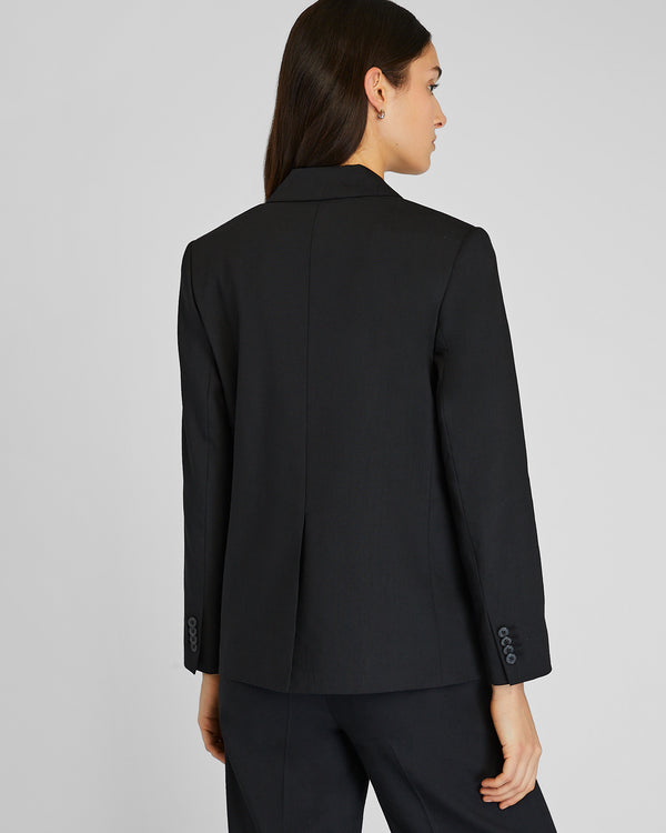 Club Monaco Relaxed Single-Breasted Linen Blazer Black