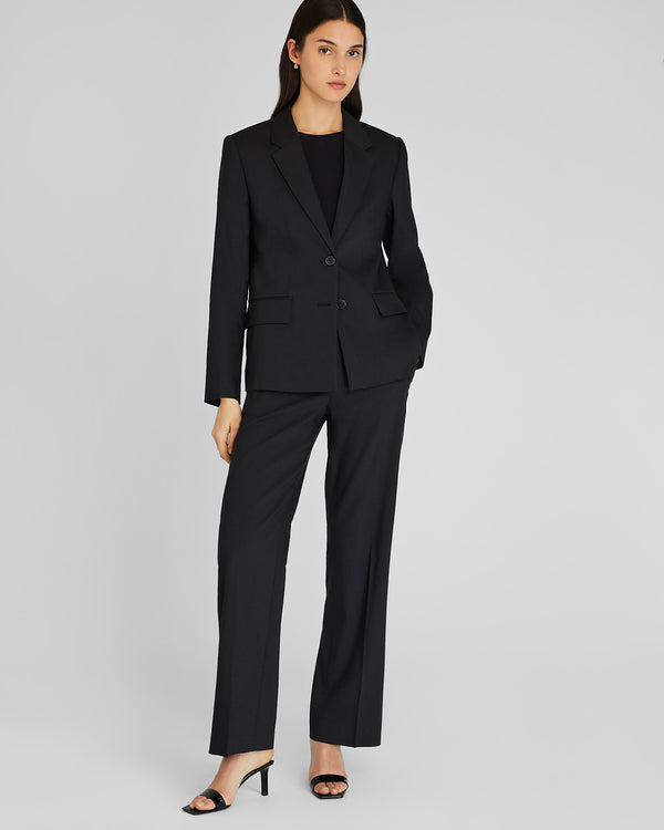 Club Monaco Relaxed Single-Breasted Linen Blazer Black