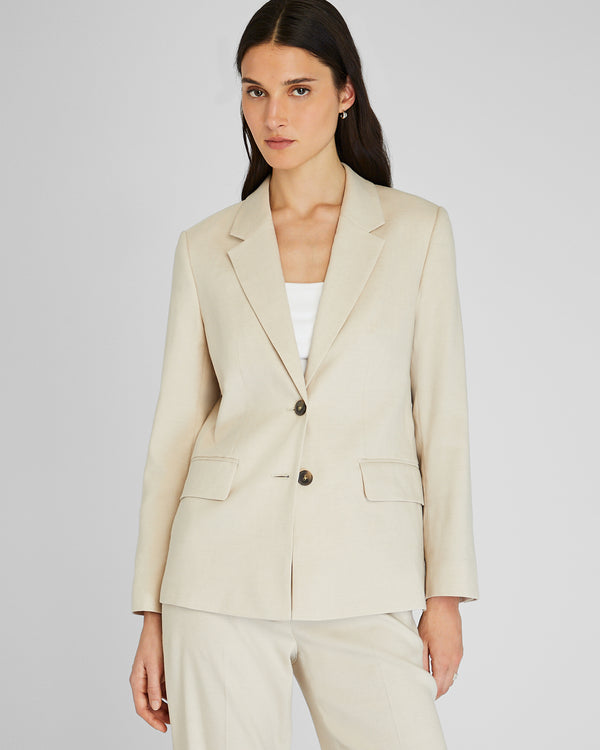 club monaco Relaxed Single-Breasted Linen Blazer Natural