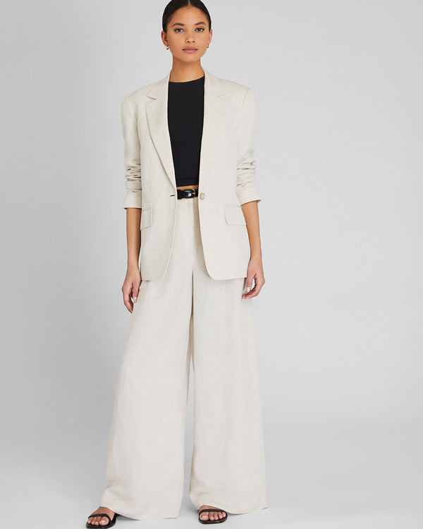 Club Monaco Relaxed Single Breasted Linen-Blend Blazer Flaxseed