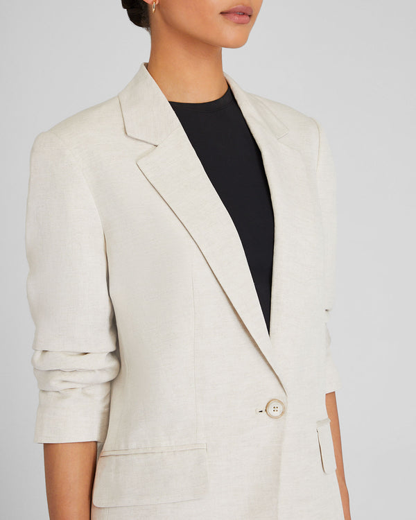 Club Monaco Relaxed Single Breasted Linen-Blend Blazer Flaxseed