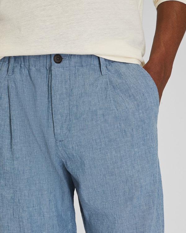 Club Monaco Relaxed Tapered Linen-Blend Pant Medium Blue