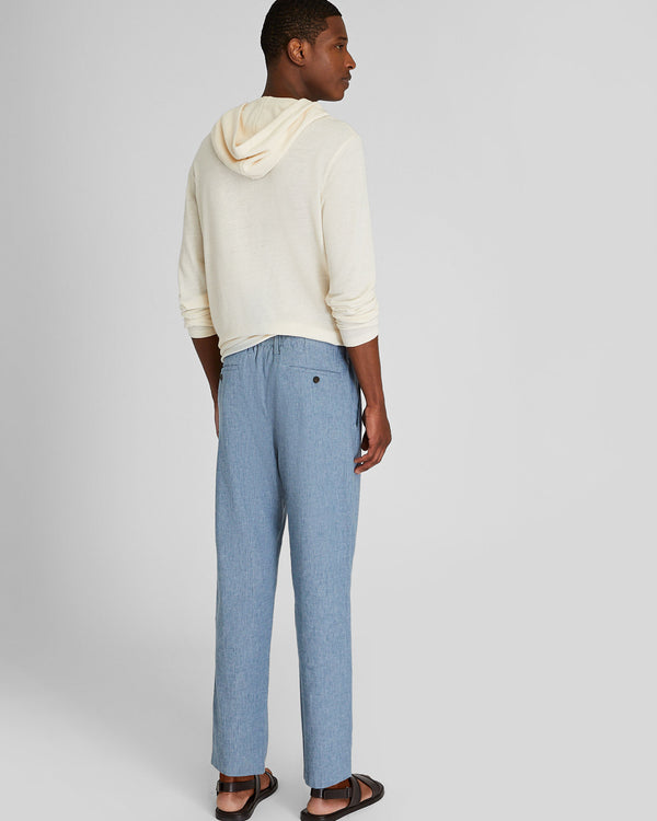 Club Monaco Relaxed Tapered Linen-Blend Pant Medium Blue