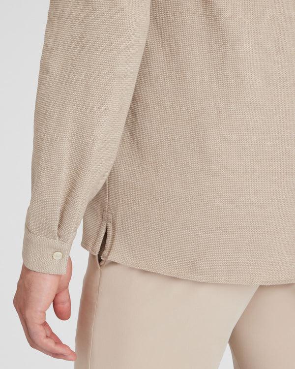 Club Monaco Relaxed Waffle Knit Shirt Light Tan Mix