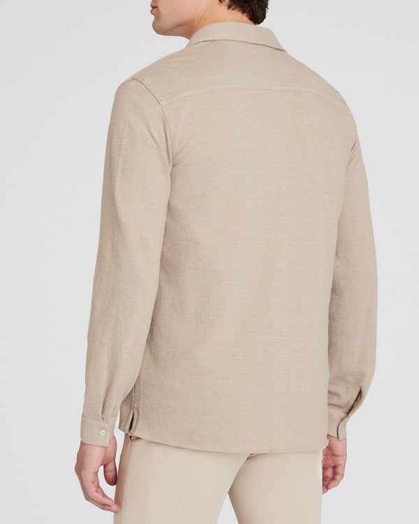 Club Monaco Relaxed Waffle Knit Shirt Light Tan Mix