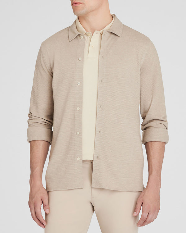 club monaco Relaxed Waffle Knit Shirt Light Tan Mix