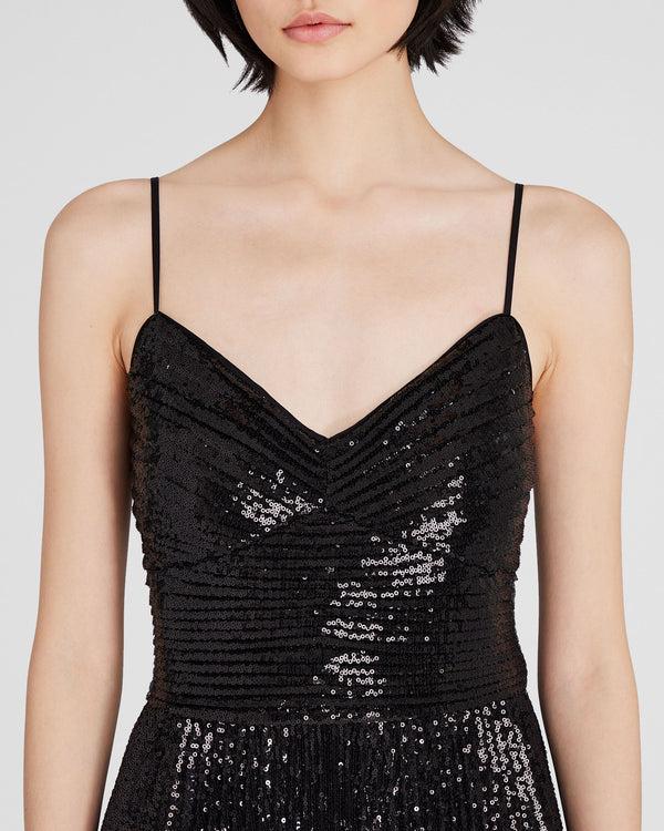 Club Monaco Sequin Pleated Occasion Maxi Dress Black