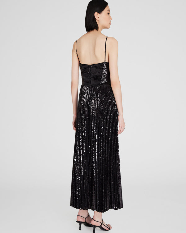 Club Monaco Sequin Pleated Occasion Maxi Dress Black