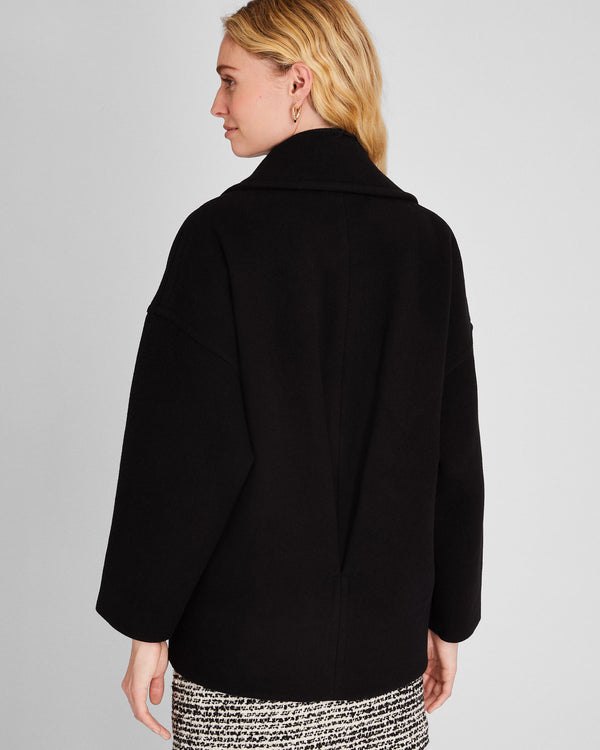 Club Monaco Short Double-Breasted Relaxed Coat Black