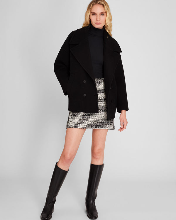 Club Monaco Short Double-Breasted Relaxed Coat Black