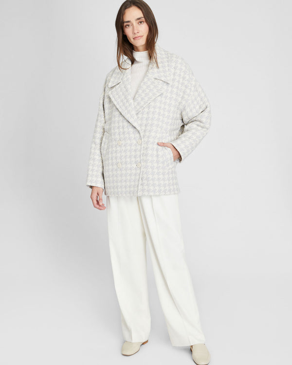 Club Monaco Short Double-Breasted Textured Relaxed Coat Light Heather Grey