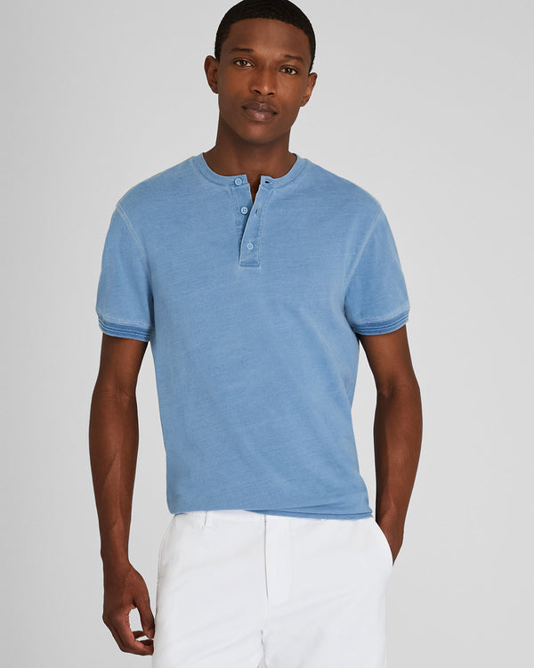 club monaco Short Sleeve Indigo Henley Indigo Heather