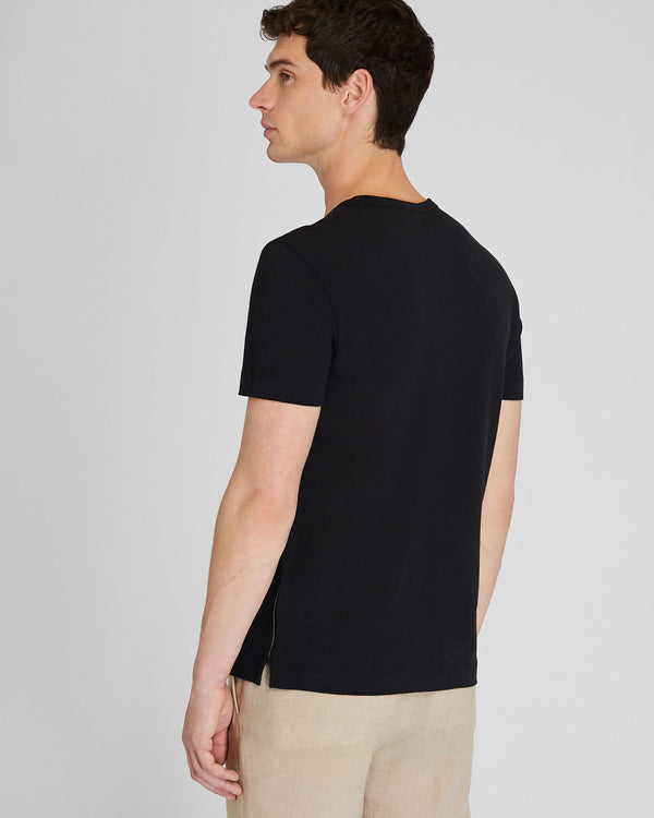 Club Monaco Short Sleeve Linen-Cotton Piqué Tee Black Base