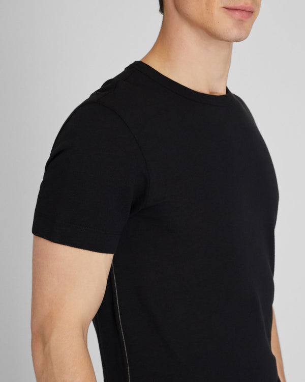 Club Monaco Short Sleeve Linen-Cotton Piqué Tee Black Base