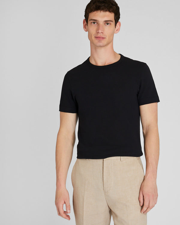 club monaco Short Sleeve Linen-Cotton Piqué Tee Black Base