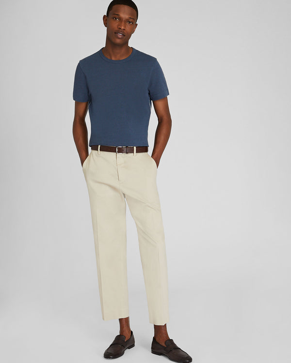 Club Monaco Short Sleeve Linen-Cotton Piqué Tee Navy