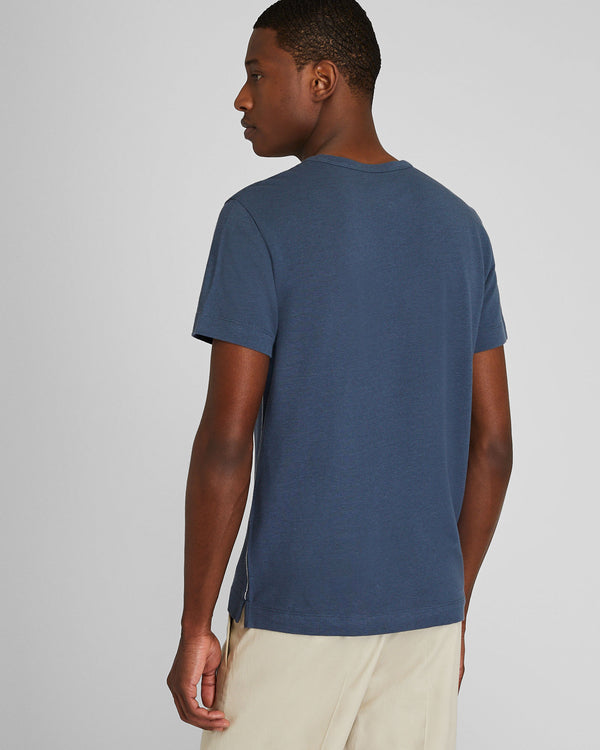 Club Monaco Short Sleeve Linen-Cotton Piqué Tee Navy