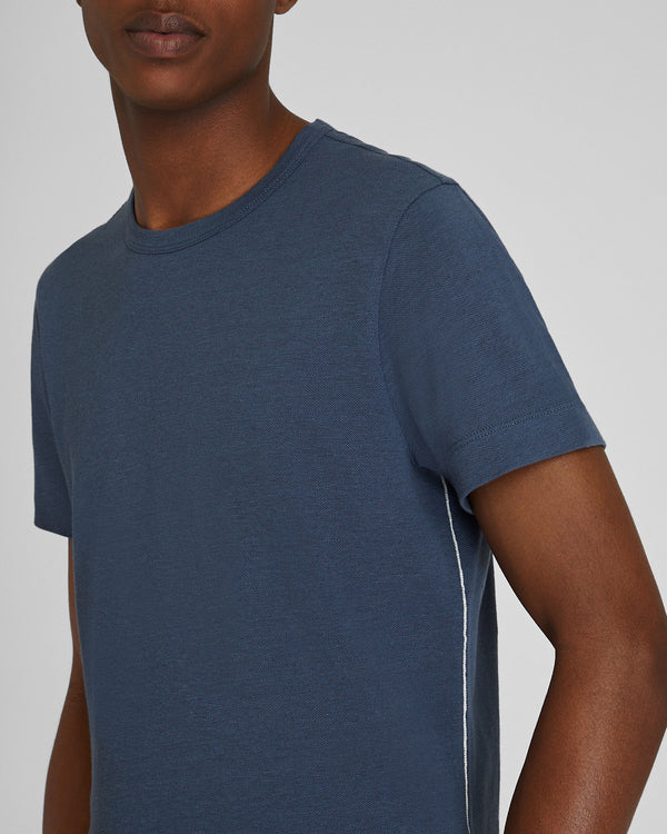 Club Monaco Short Sleeve Linen-Cotton Piqué Tee Navy