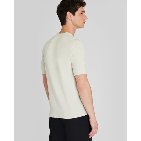 Club Monaco Short Sleeve Micro Bouclé Crew Off White