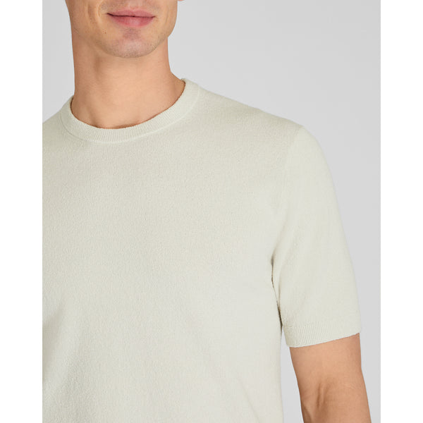 Club Monaco Short Sleeve Micro Bouclé Crew Off White