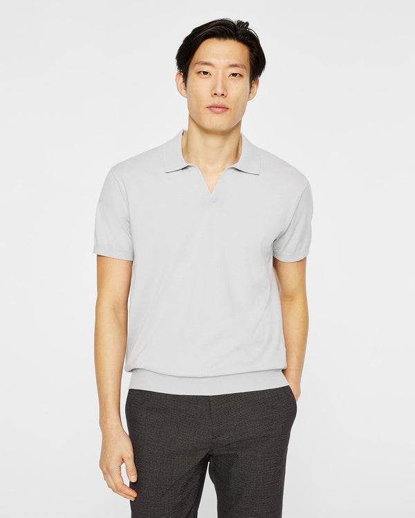 club monaco Short Sleeve Tech Johnny Collar Polo Grey