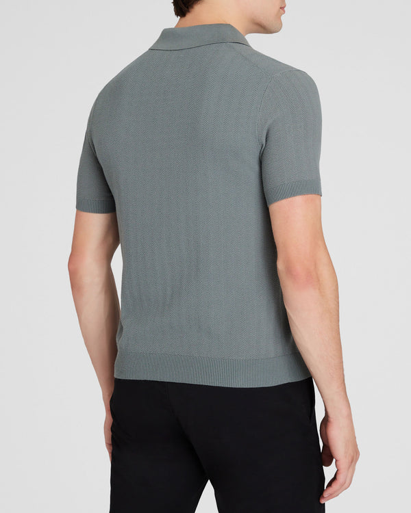 Club Monaco Short-Sleeve Texture Polo Sweater Olive