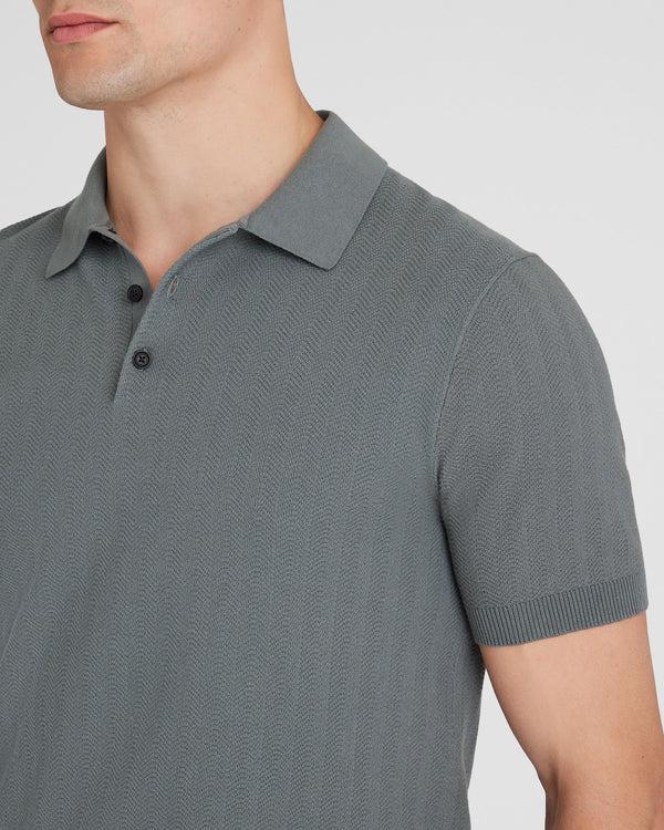 Club Monaco Short-Sleeve Texture Polo Sweater Olive