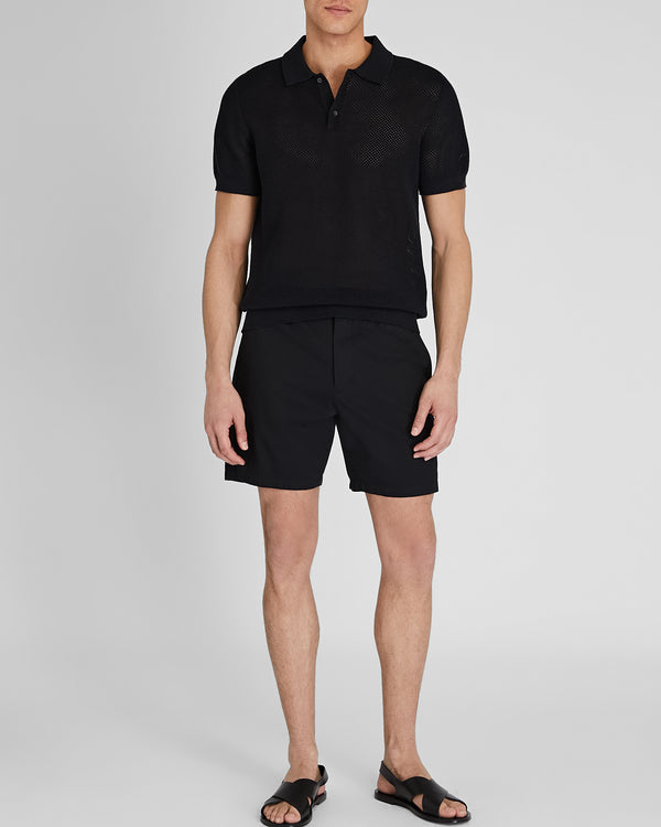 Club Monaco Short-Sleeve Textured Sweater Polo Black