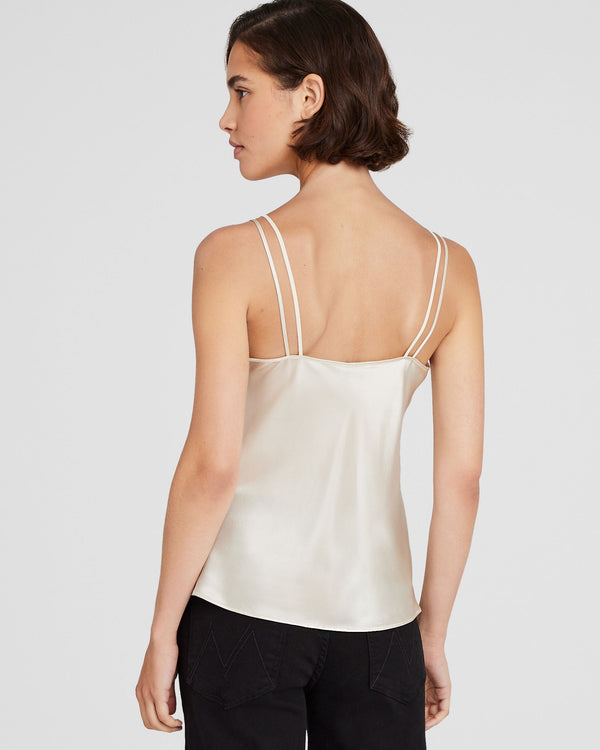 Club Monaco Silk Charmeuse Double-Neckline Cami Birch