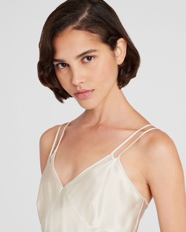 Club Monaco Silk Charmeuse Double-Neckline Cami Birch