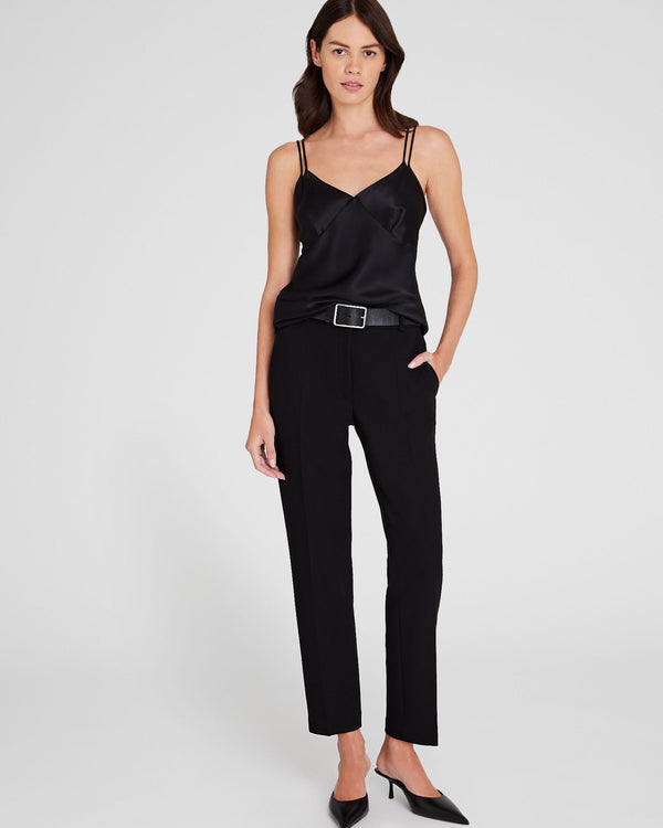 Club Monaco Silk Charmeuse Double-Neckline Cami Black