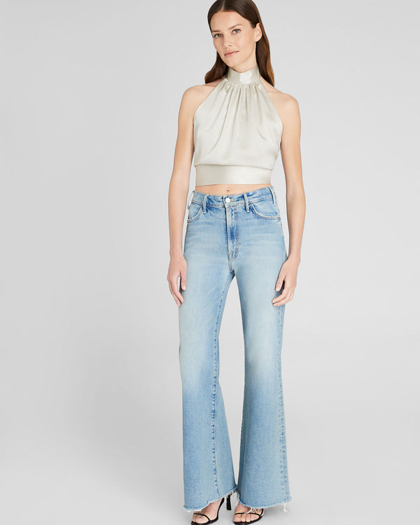 Club Monaco Silk Charmeuse Tie Halter Top Champagne