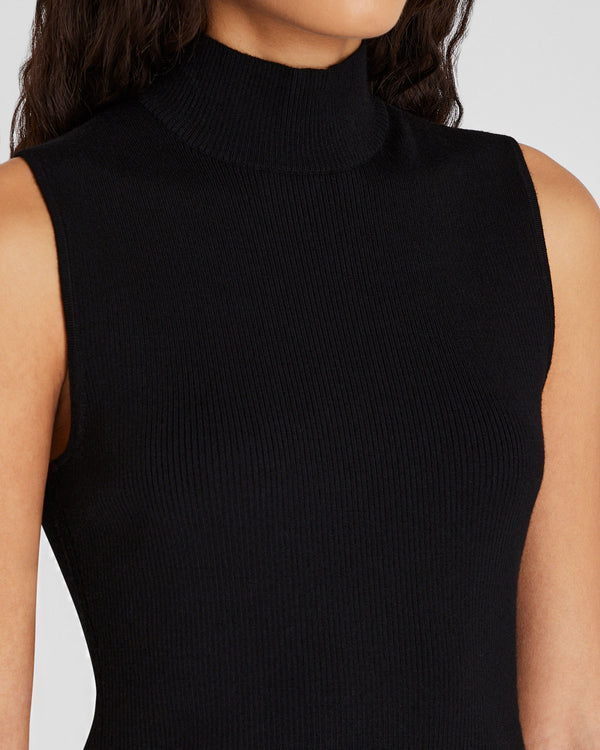 Club Monaco Sleeveless Ribbed Turtleneck Sweater Black
